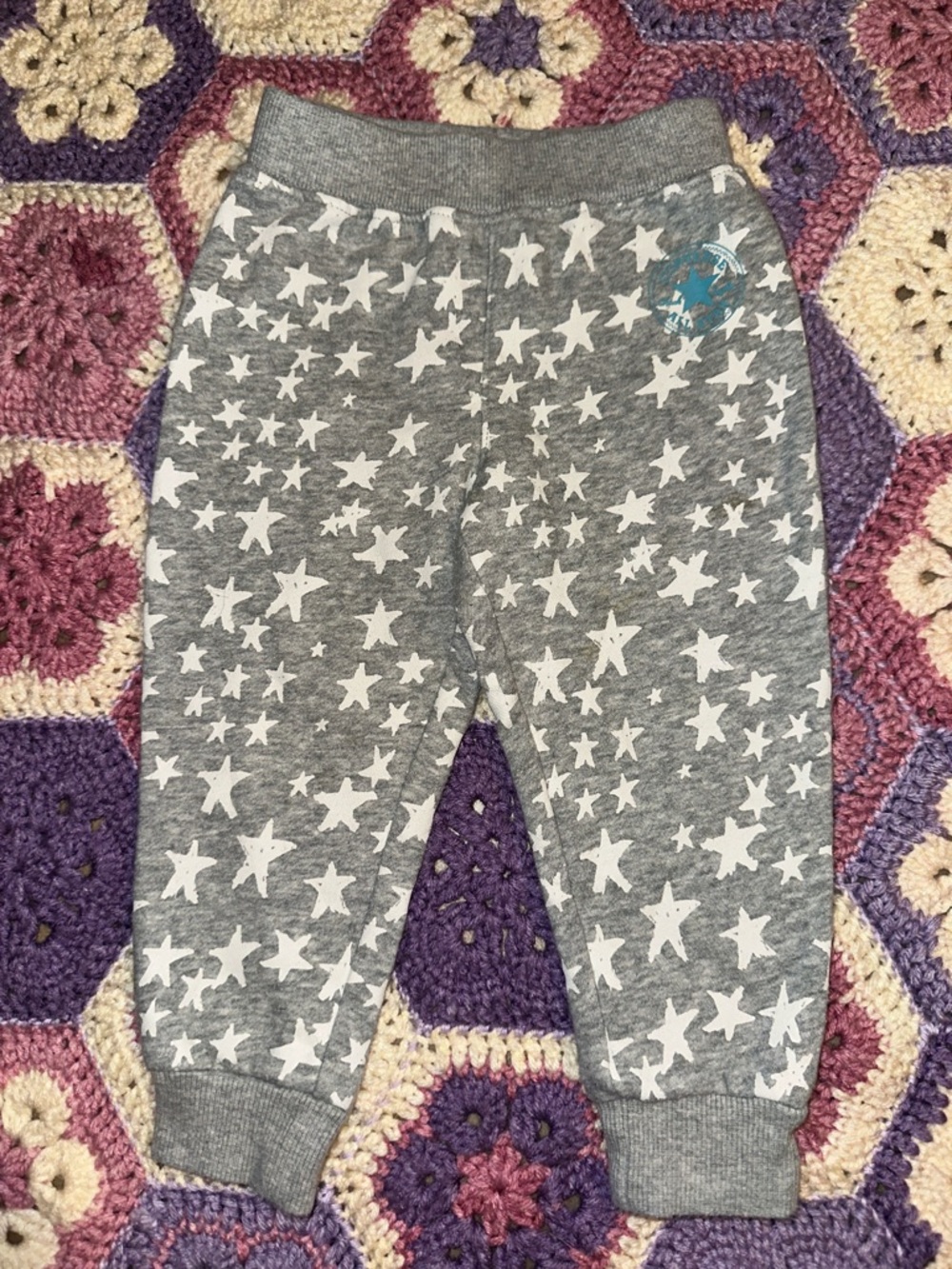Converse Grey Joggers with White Stars and Turquoise Logo